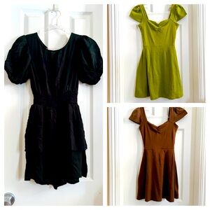 Wild Fable 3 dress lot black green XS brown XXS mini cap short sleeve ruffle